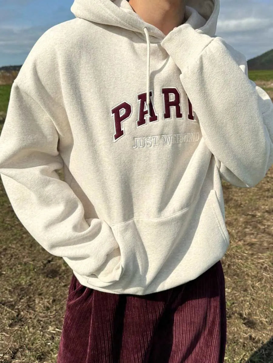 Beige Burgundy Hoodie